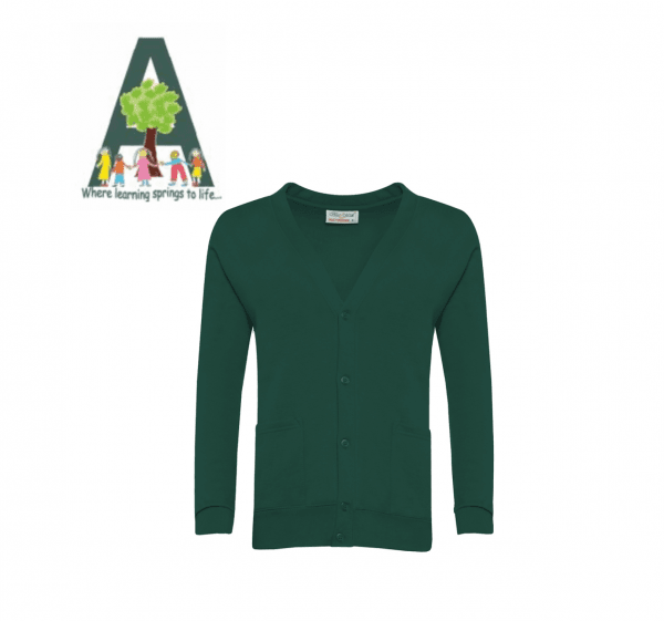 Avenue Primary Forest Green Cardigan w/Logo