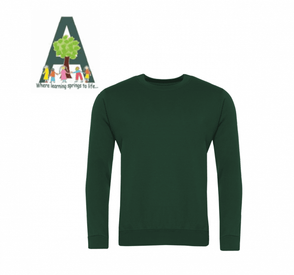 Avenue Primary Forest Green Crew Neck Sweatshirt w/Logo