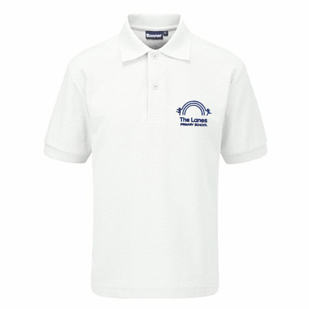 The Lanes Sapphire White Polo Shirt w/Logo - Schoolwear Solutions