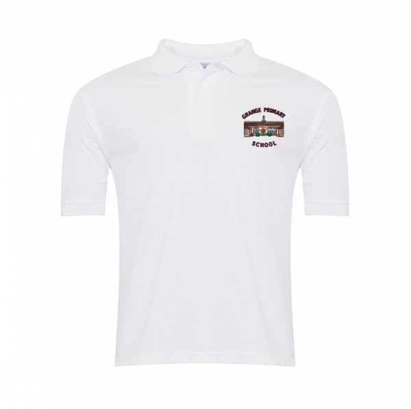 Grange Primary Polo Shirt White w/Logo