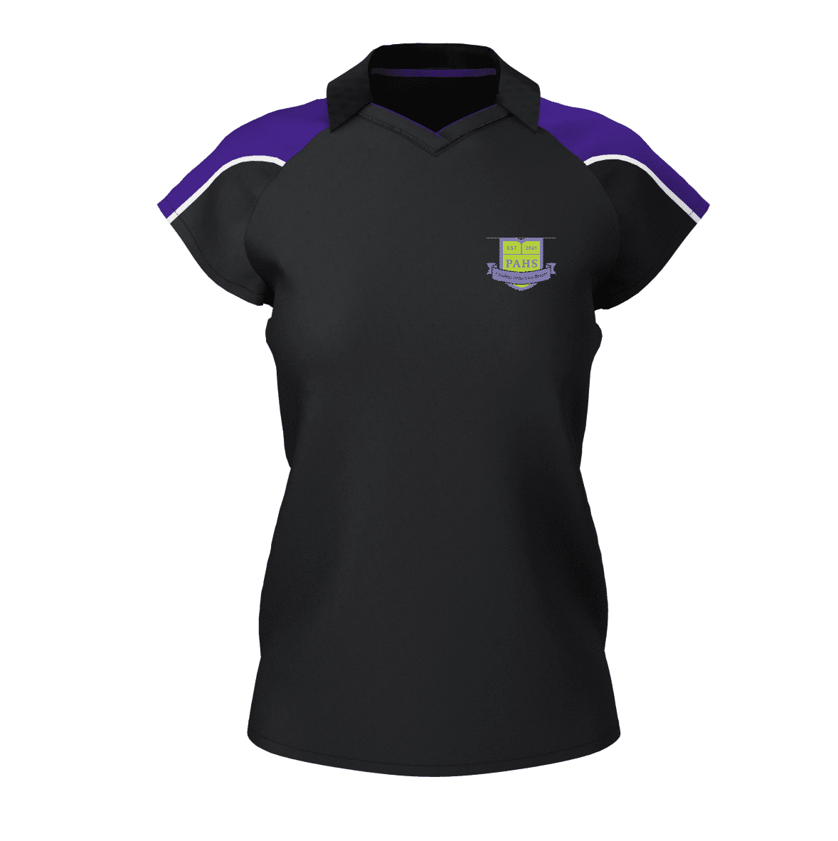 Prince Albert High School Girls Black/Purple Polo Shirt w/Logo ...