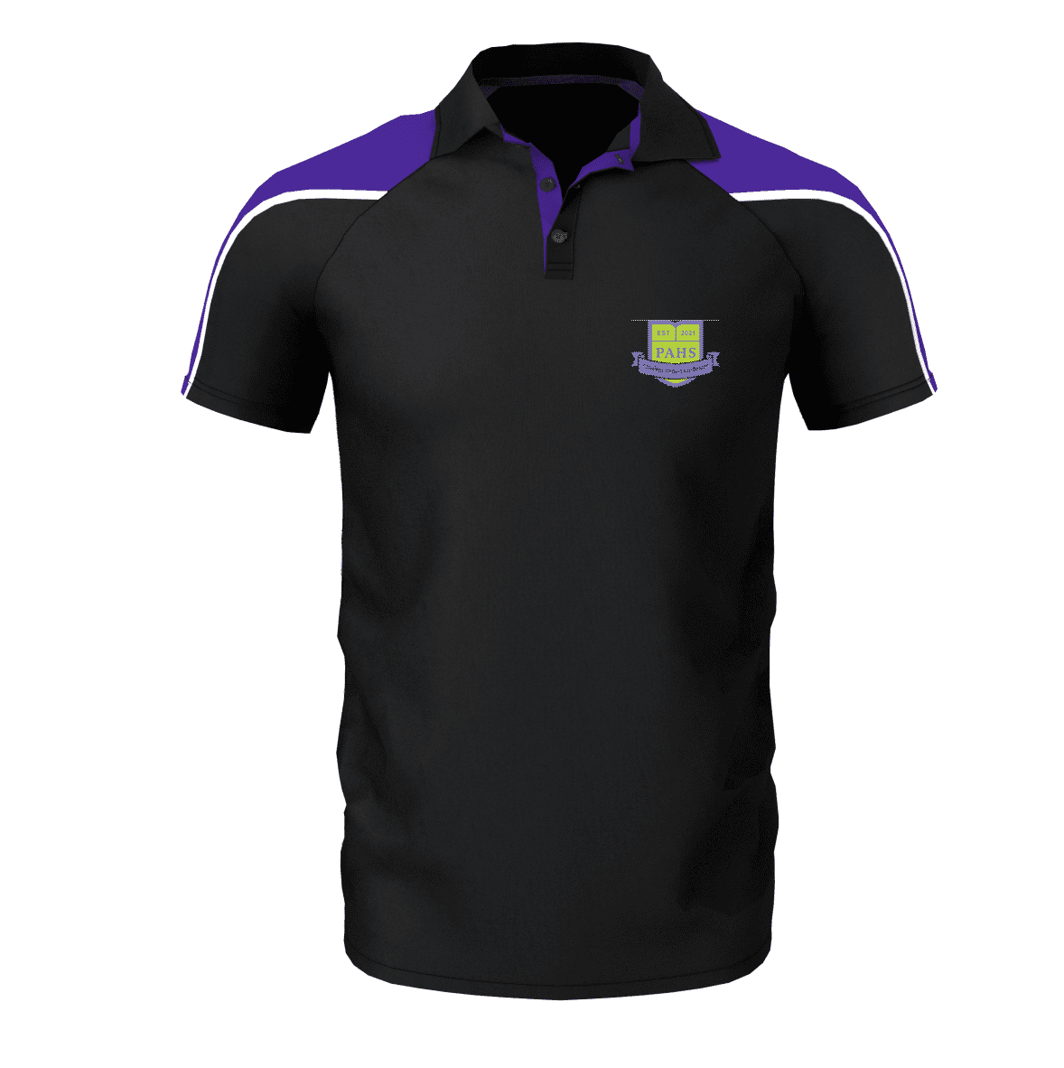 Prince Albert High School Boys Black/Purple Polo Shirt w/Logo ...