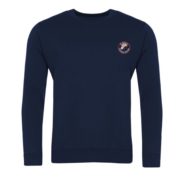 St Albans Navy Crew Neck Sweatshirt w/Logo