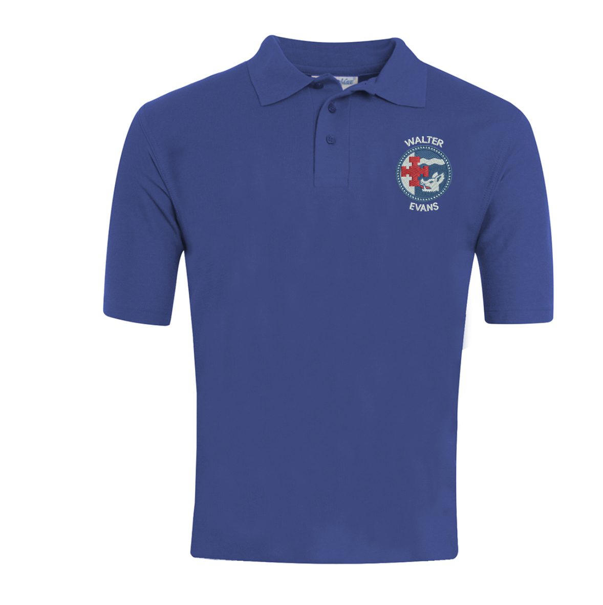 Walter Evans Royal Polo Shirt w/Logo - Schoolwear Solutions