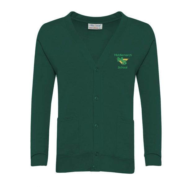 Middlemarch Girls Bottle Green Cardigan w/Logo