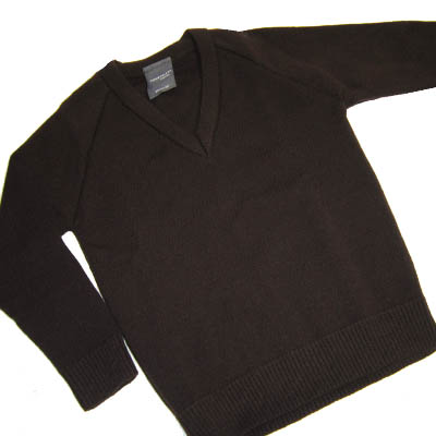 Brown Supacryl V-Neck Pullover - Schoolwear Solutions