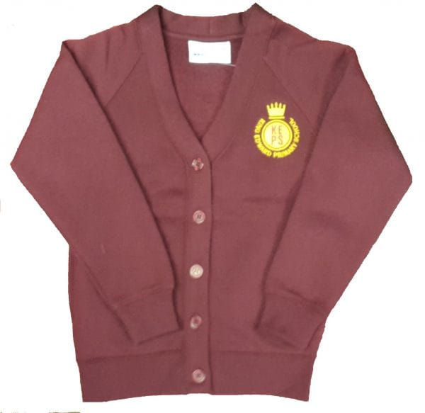 King Edward Girls Maroon Cardigan w/Logo