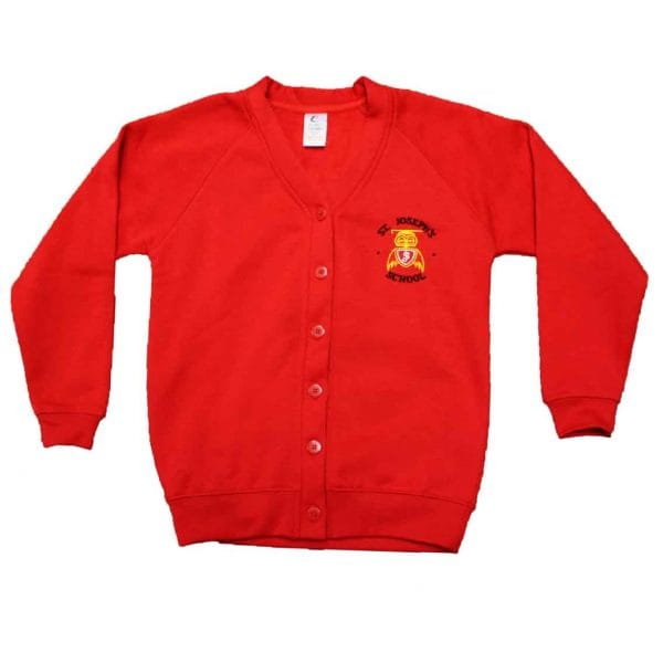 Girls Red Cardigan w/Logo