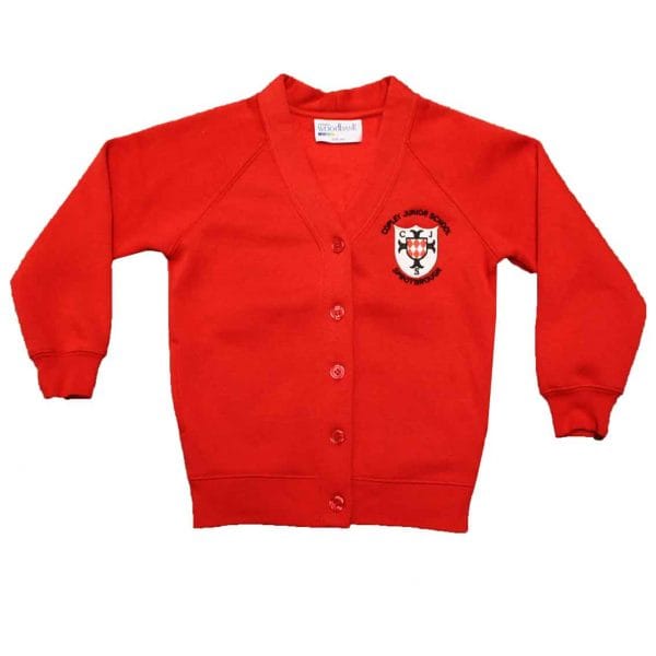 Copley Girls Red Cardigan w/Logo